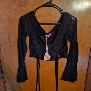 Dollskill Romantic Lace Off Shoulder Top